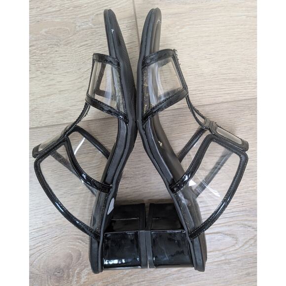 Nickels LYNX Black Windowpane Retro Mod Dressy Sandal Mule Size 8.5 - Picture 6 of 11